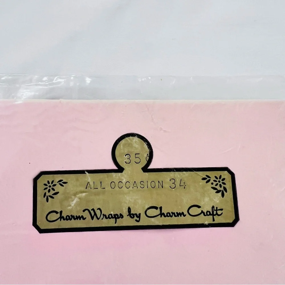 Vintage New Old Stock Charm Wraps by Charm Craft Sealed Pink Gift Wrap Sheets